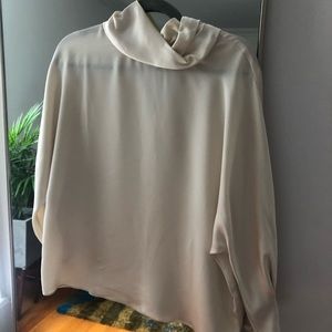 Zara silk cowl necklace long sleeve blouse